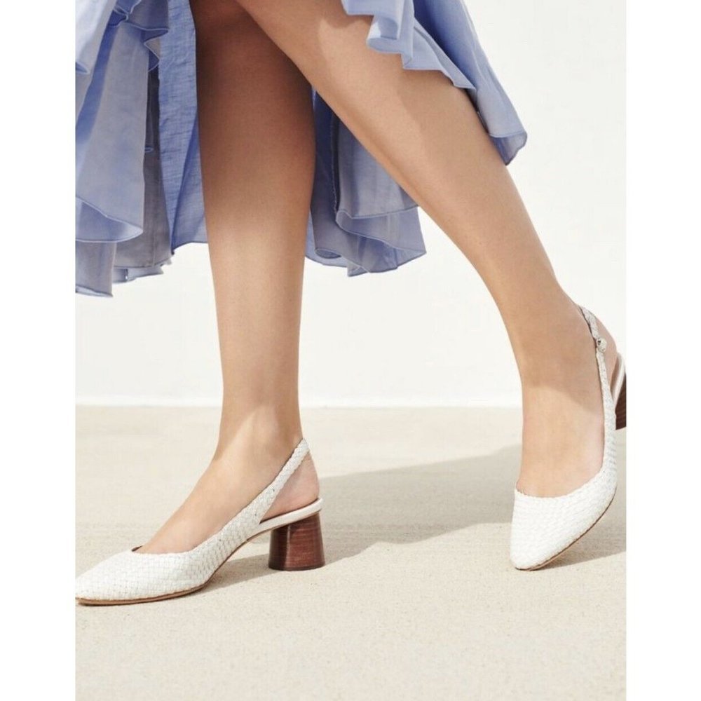 Loeffler Randall Martine White Woven Heel Sandals 7